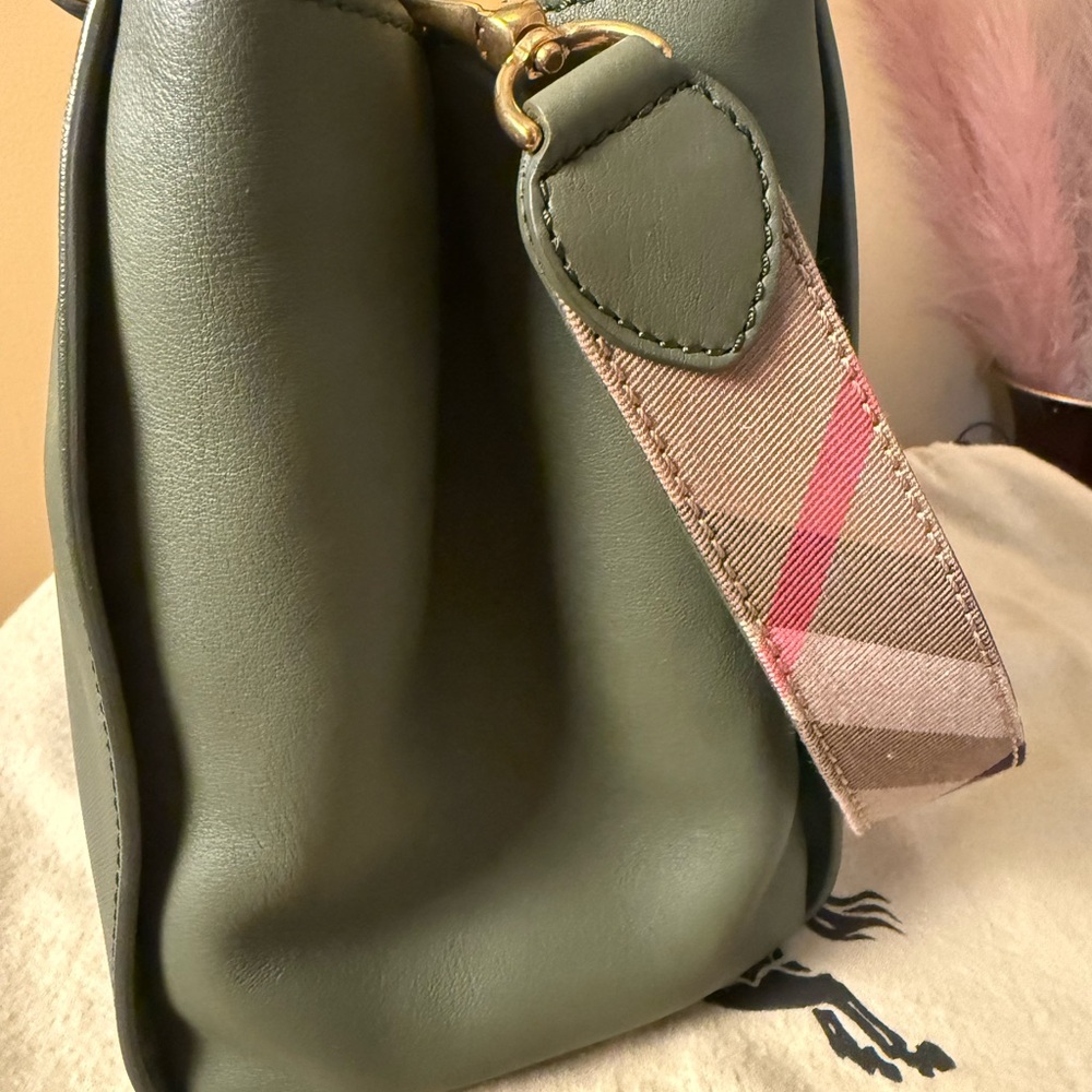 Burberry Sage Green Satchel with Plaid Strap - Picture 7 of 7